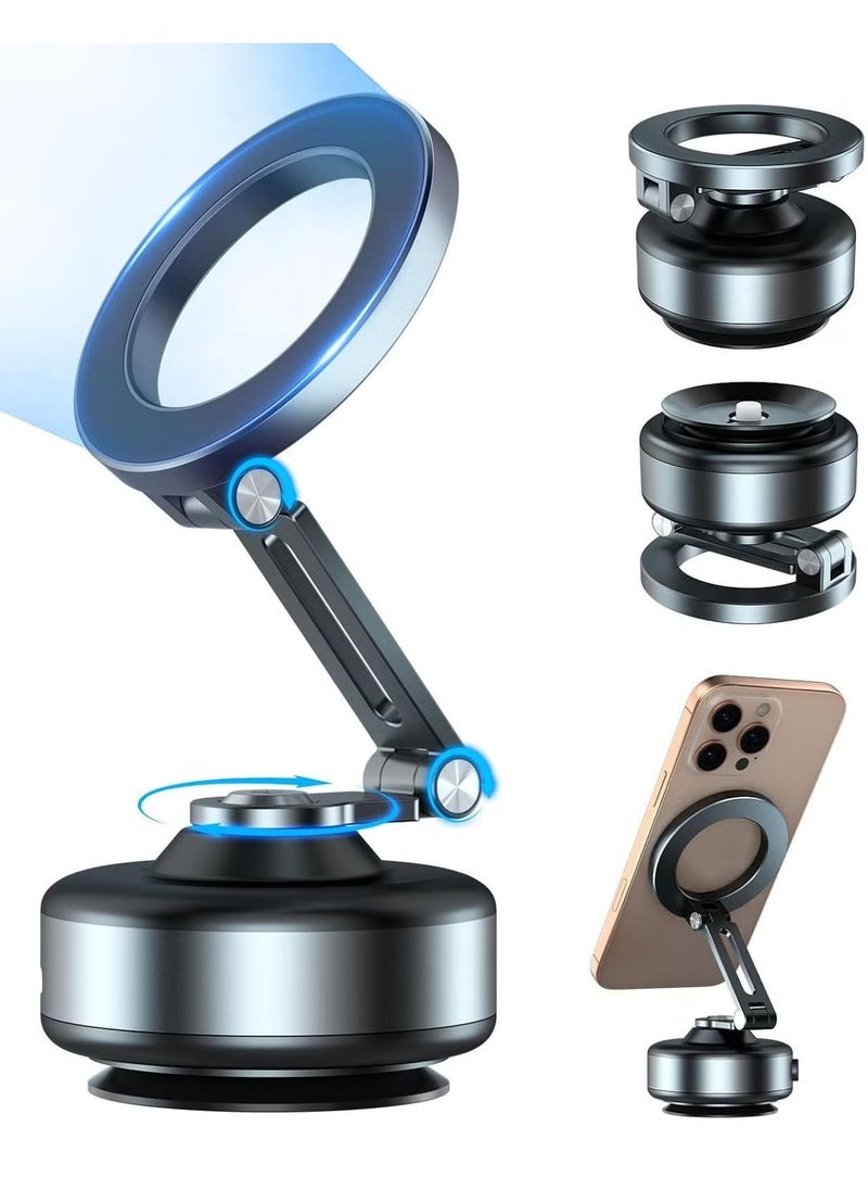 JAJEEK Upgraded Vacuum Suction Cup Mount Magnetic Car Phone Holder | 360° Rotating for iPhone 16/15/14/13/12, Samsung S25 Ultra/S24 Ultra/S23 Ultra/S22, Shower & Car Use, For Smooth Surfaces | Non-Charging - Image 1