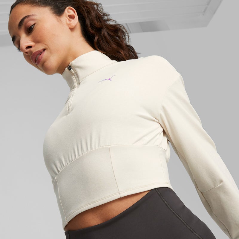 PUMA Cloudspun Fashion Womens White Half-Zip Training Sweatshirt - Image 5