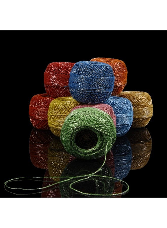 RSP Quality bit® Embroidery Material Metallic Crochet Mercer Cotton Thread Yarn for Knitting and Craft Making 10 Ball (Multicolor) - Image 1