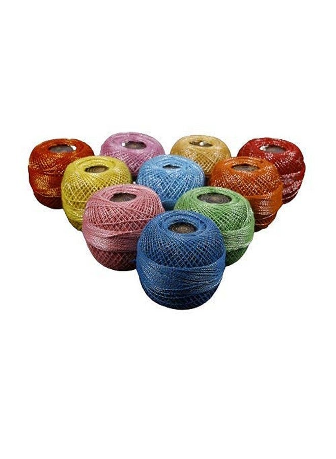 RSP Quality bit® Embroidery Material Metallic Crochet Mercer Cotton Thread Yarn for Knitting and Craft Making 10 Ball (Multicolor) - Image 4