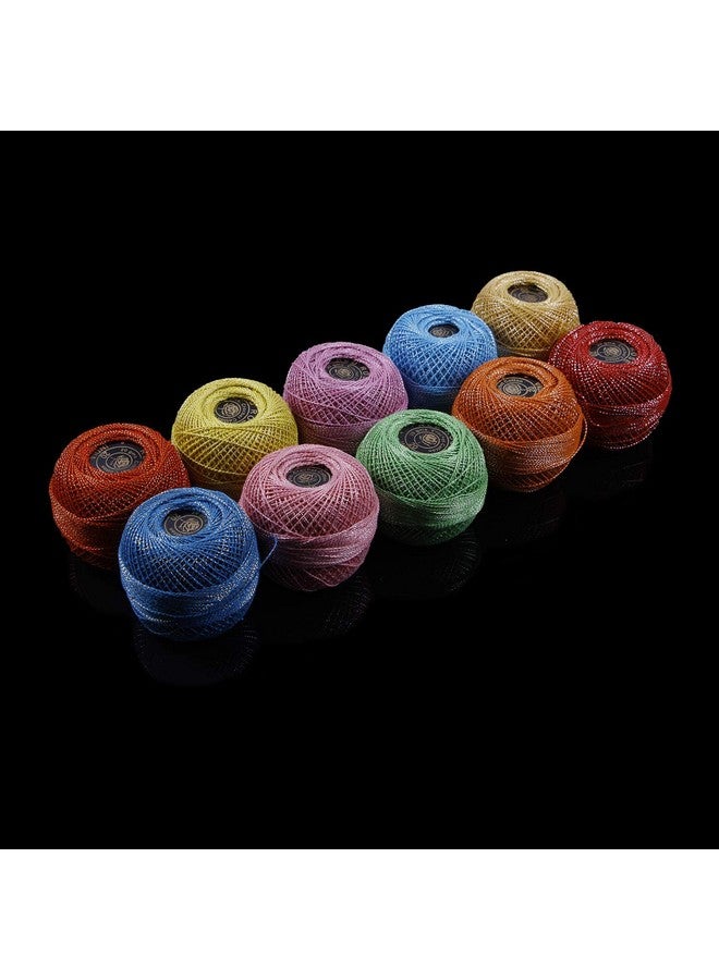 RSP Quality bit® Embroidery Material Metallic Crochet Mercer Cotton Thread Yarn for Knitting and Craft Making 10 Ball (Multicolor) - Image 2
