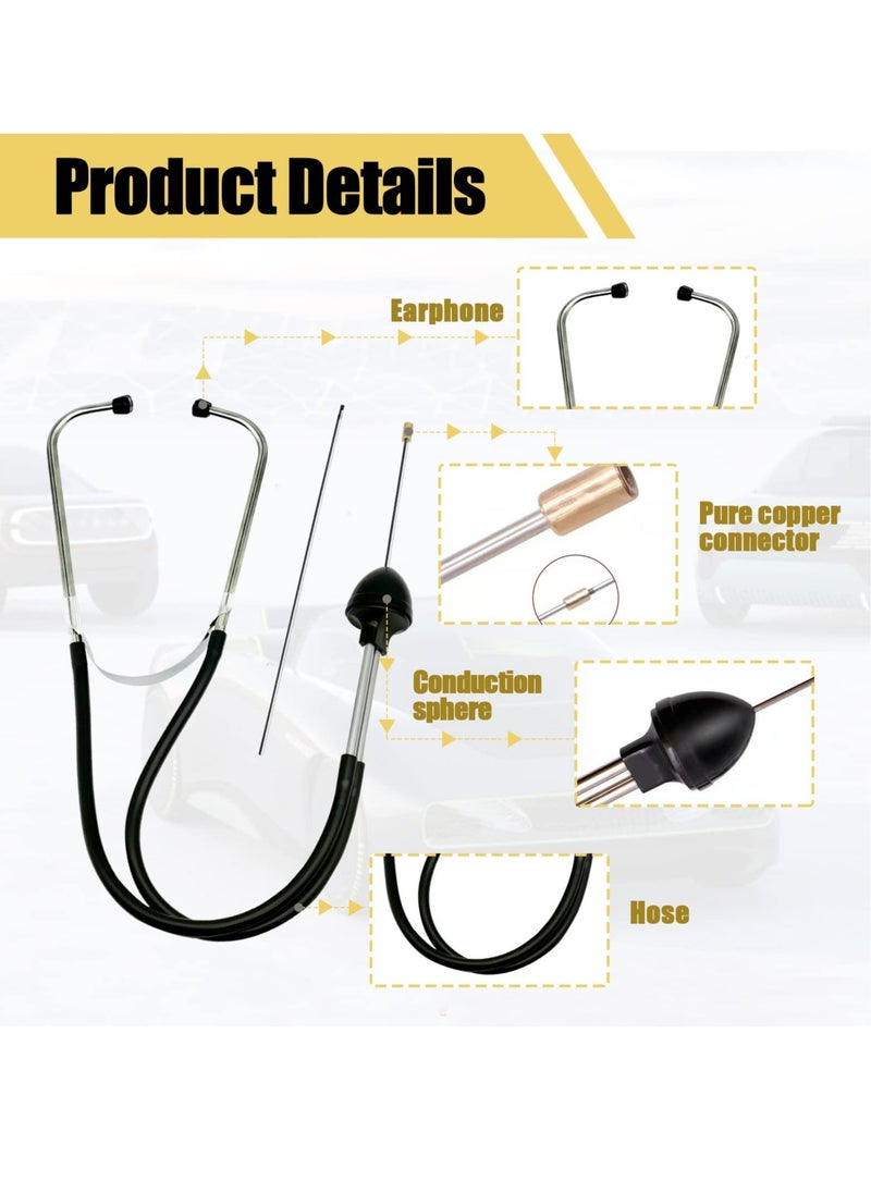 Generic Mechanic Stethoscope, Automobile Cylinder Stethoscope Noise Abnormal Sound Diagnostic Instrument Auto Stainless Steel Mechanic Listening equipment Hearing Tool Repair Set Kit  - Image 4