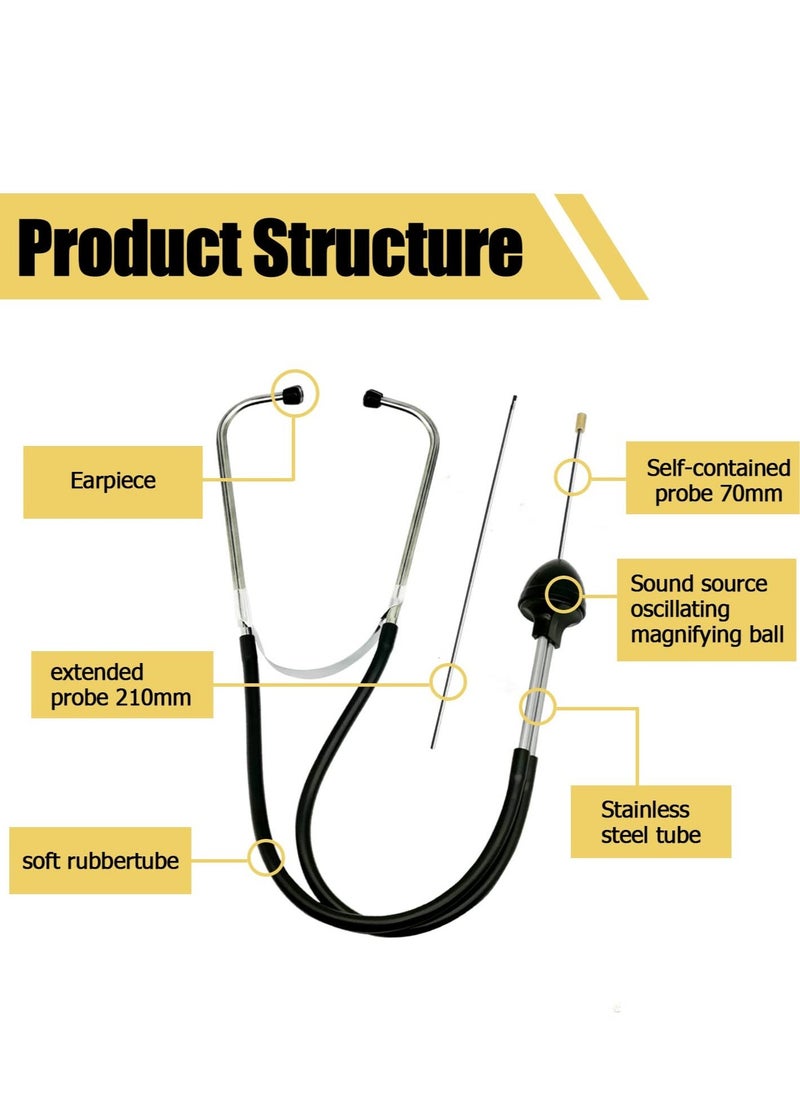 Generic Mechanic Stethoscope, Automobile Cylinder Stethoscope Noise Abnormal Sound Diagnostic Instrument Auto Stainless Steel Mechanic Listening equipment Hearing Tool Repair Set Kit  - Image 5