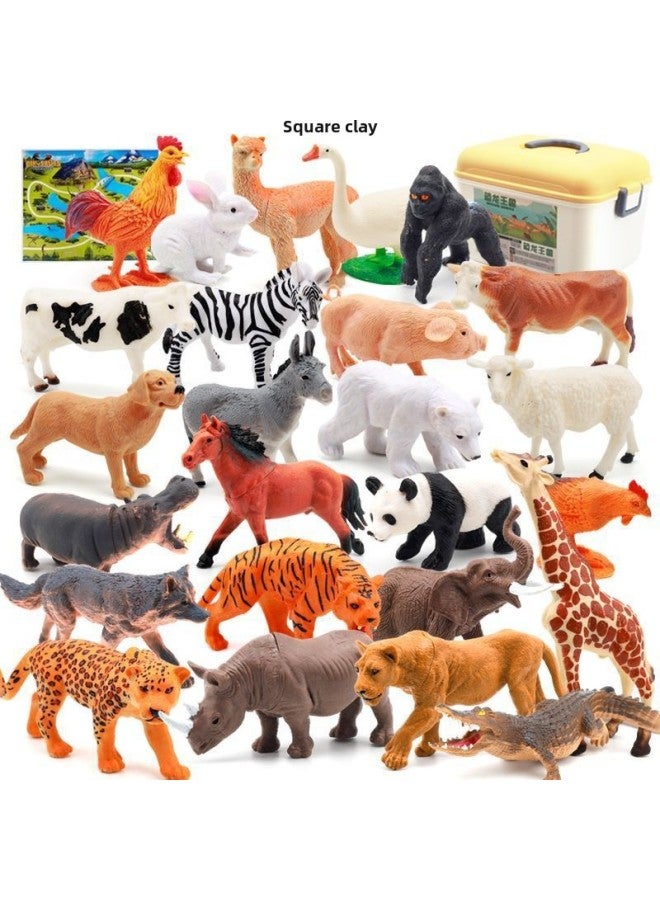 Children's Simulation Leopard Zoo Model Toy Boy Tyrannosaurus Rex Large Birthday 3 Years Old 6 One Piece Wholesale-Color:Artificial Animal 59-piece Set/with Storage Bucket + Map - Image 2