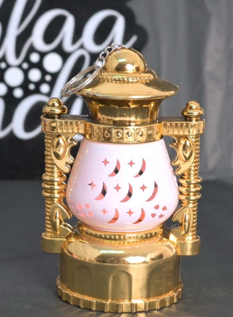 co arma Golden plastic Ramadan lantern with violet light, 15 cm - Image 1
