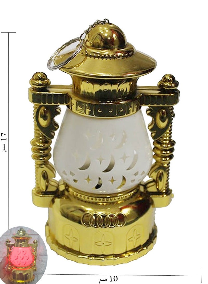 co arma Golden plastic Ramadan lantern with violet light, 15 cm - Image 3