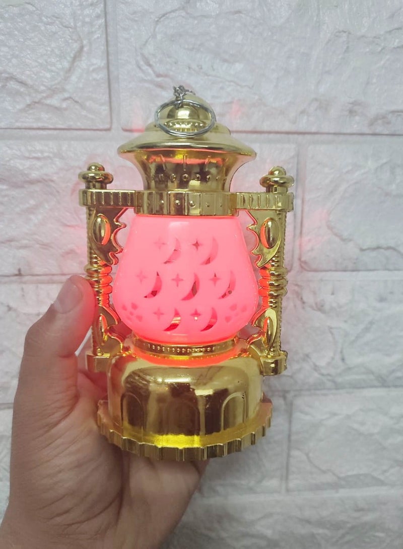 co arma Golden plastic Ramadan lantern with violet light, 15 cm - Image 2