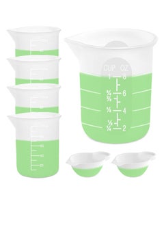 SYOSI 7 pcs Silicone Measuring Cups Kits, 1 pc 250ml Silicone Cups, 4 pcs 100ml Non Stick Mixing Cups, 2 pcs 10ml Silicone Mold Cup Dispenser, for Casting Moulds, Jewelry Making, DIY, Crafts  - Image 1