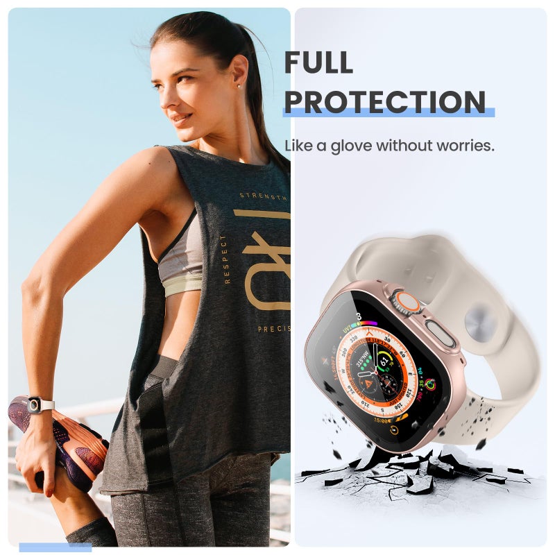 Tensea [3PCS for Apple Watch Screen Protector Case Ultra 3 / Ultra 2 / Ultra 49mm Accessories, iWatch Protective Face Cover for Women Men, Tempered Glass Film Hard Bumper for iPhone Watch 49 mm - Image 3