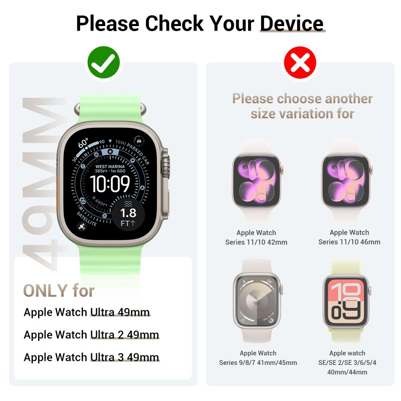 Tensea [3PCS for Apple Watch Screen Protector Case Ultra 3 / Ultra 2 / Ultra 49mm Accessories, iWatch Protective Face Cover for Women Men, Tempered Glass Film Hard Bumper for iPhone Watch 49 mm - Image 2