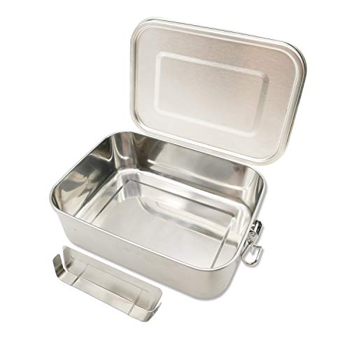 UPTRUST Leak Proof Stainless Steel Lunch Food Container, 1200ML/40oz Large Bento Boxes Metal Lunch Box for Kids or Adults - Lockable Clips Adjustable Divider included - Image 1