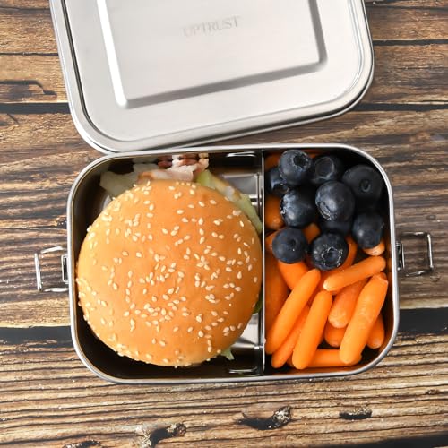 UPTRUST Leak Proof Stainless Steel Lunch Food Container, 1200ML/40oz Large Bento Boxes Metal Lunch Box for Kids or Adults - Lockable Clips Adjustable Divider included - Image 2