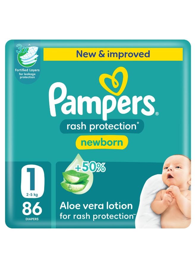 Pampers Aloe Vera Taped Diapers Size 1 Mega Pack 86 Count - Image 1