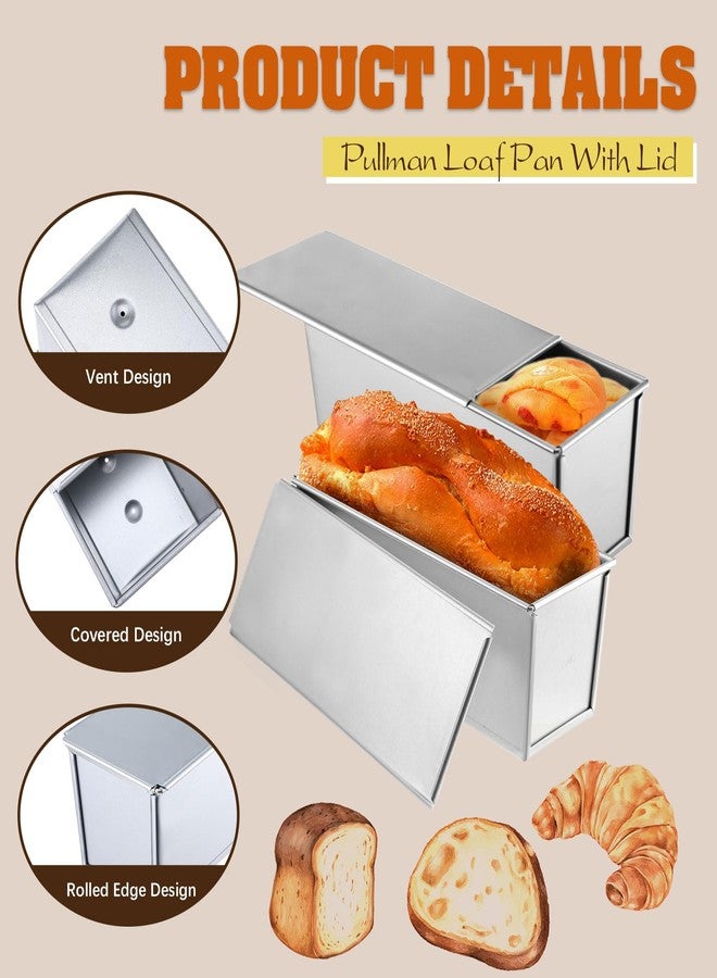 Tobeelec 2 Pack Pullman Loaf Pan with Lid, 13 x 4 Inch Large Capacity Non-Stick Bakeware for Baking Bread, Carbon Steel Bread Toast Box with Cover for Baking Bread, Pullman Loaf Pan for Sandwich Bread - Image 3