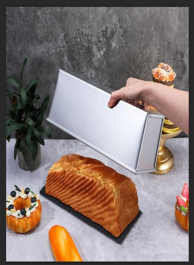 Tobeelec 2 Pack Pullman Loaf Pan with Lid, 13 x 4 Inch Large Capacity Non-Stick Bakeware for Baking Bread, Carbon Steel Bread Toast Box with Cover for Baking Bread, Pullman Loaf Pan for Sandwich Bread - Image 5