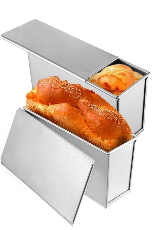 Tobeelec 2 Pack Pullman Loaf Pan with Lid, 13 x 4 Inch Large Capacity Non-Stick Bakeware for Baking Bread, Carbon Steel Bread Toast Box with Cover for Baking Bread, Pullman Loaf Pan for Sandwich Bread - Image 1