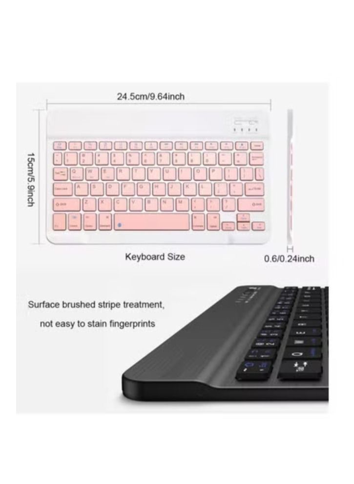 Rechargeable Bluetooth Keyboard and Mouse Combo Ultra-Slim Portable Compact Wireless Mouse Keyboard Set for Android Windows Tablet Cell Phone iPhone iPad Pro Air Mini iPad OS/iOS 13 and Above (Pink) - Image 3