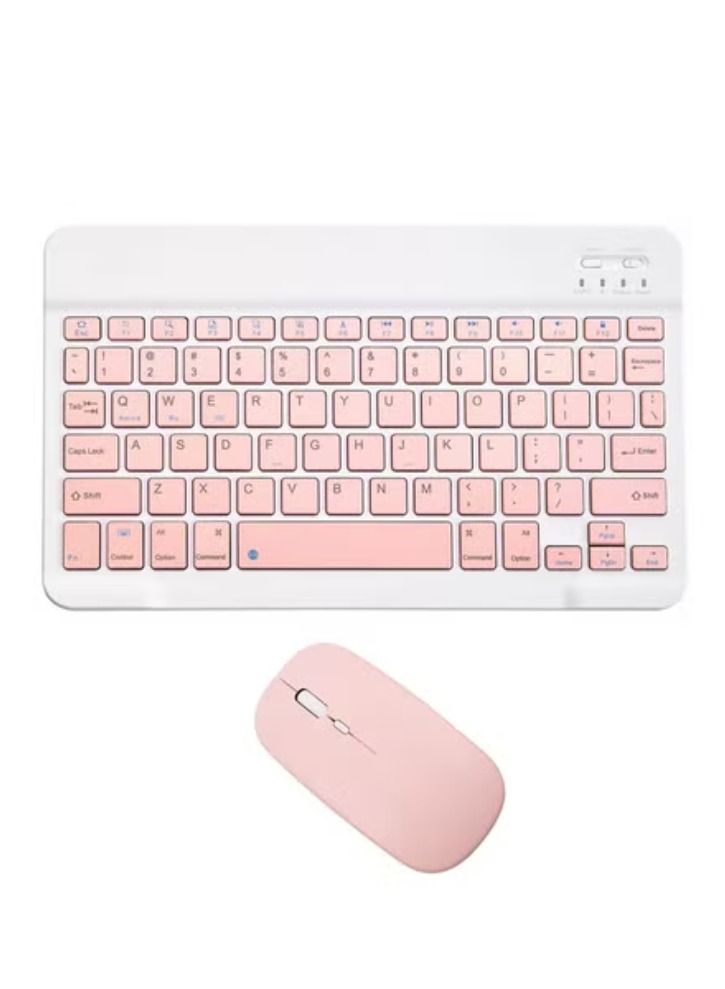 Rechargeable Bluetooth Keyboard and Mouse Combo Ultra-Slim Portable Compact Wireless Mouse Keyboard Set for Android Windows Tablet Cell Phone iPhone iPad Pro Air Mini iPad OS/iOS 13 and Above (Pink) - Image 1