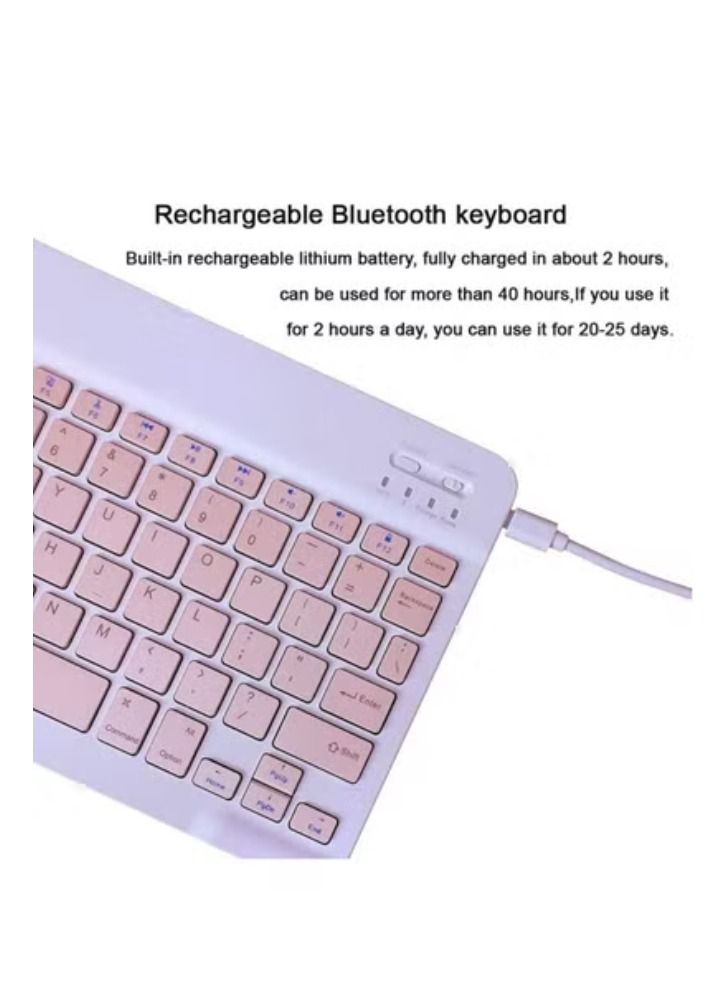 Rechargeable Bluetooth Keyboard and Mouse Combo Ultra-Slim Portable Compact Wireless Mouse Keyboard Set for Android Windows Tablet Cell Phone iPhone iPad Pro Air Mini iPad OS/iOS 13 and Above (Pink) - Image 4