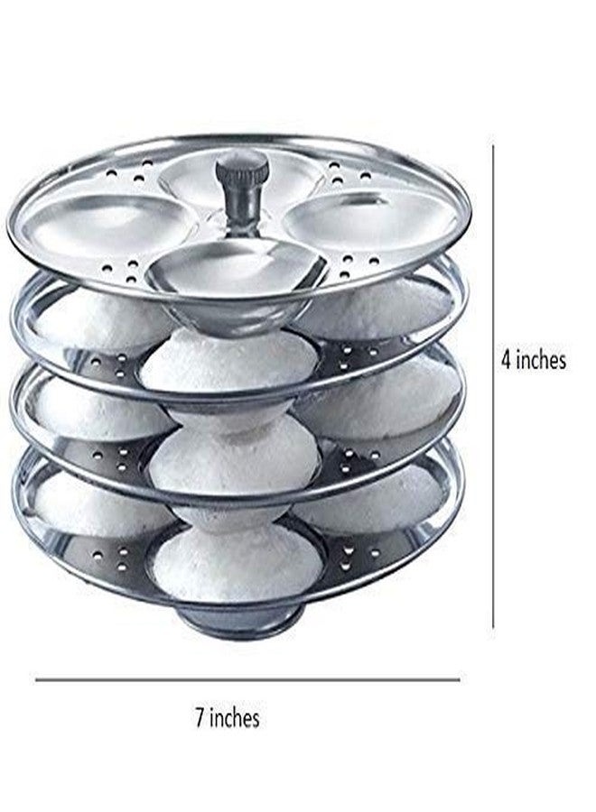 LUXURIA Diamond MINI IDLI, Idli, Idiyappam, Pure Stainless Steel Plate Set (Medium Regular Shape, 5) - Image 2