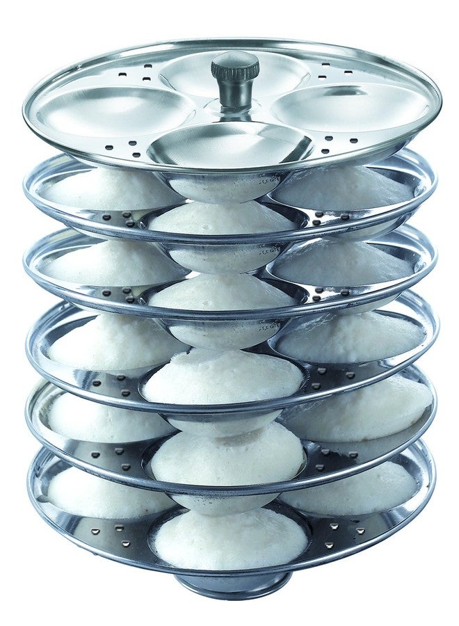 LUXURIA Diamond MINI IDLI, Idli, Idiyappam, Pure Stainless Steel Plate Set (Medium Regular Shape, 5) - Image 1
