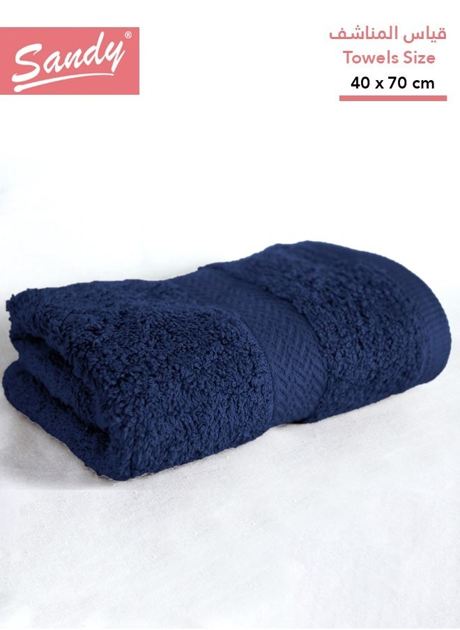 Sandy - Sandy 100% Cotton Luxury Bath Towel for Face, Ideal for Daily Use, Quick Dry, High Absorbent and Super Soft 70x40 cm, Dark Blue - Image 1
