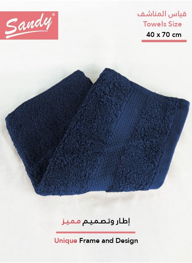 Sandy - Sandy 100% Cotton Luxury Bath Towel for Face, Ideal for Daily Use, Quick Dry, High Absorbent and Super Soft 70x40 cm, Dark Blue - Image 1