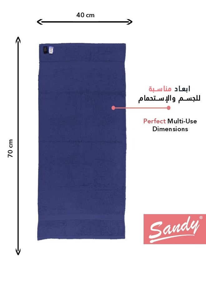 Sandy - Sandy 100% Cotton Luxury Bath Towel for Face, Ideal for Daily Use, Quick Dry, High Absorbent and Super Soft 70x40 cm, Dark Blue - Image 1