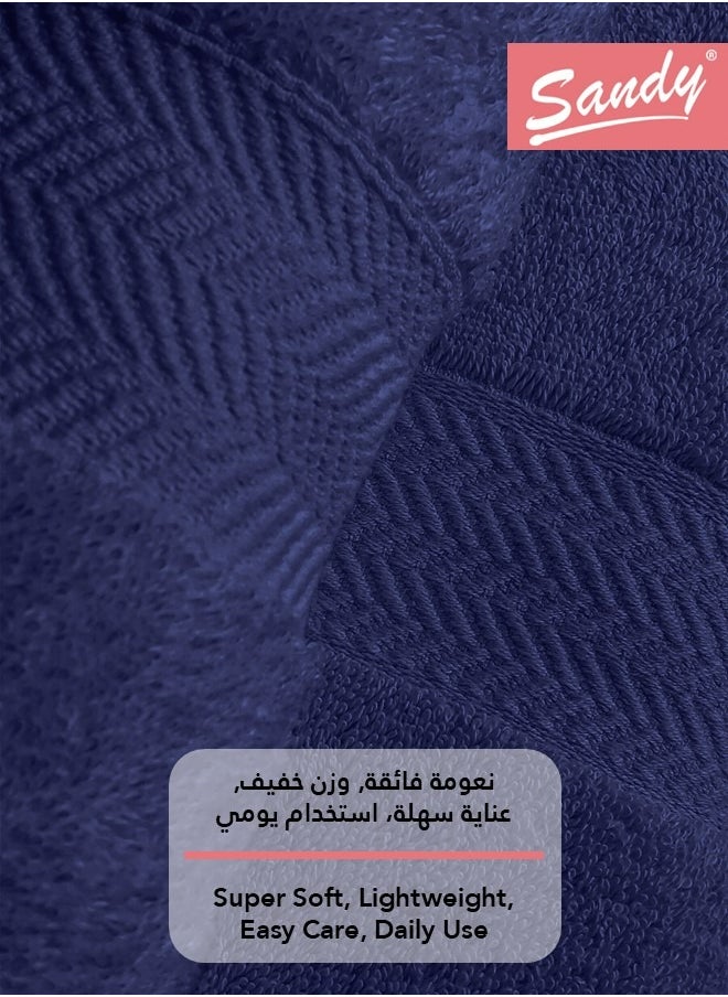 Sandy - Sandy 100% Cotton Luxury Bath Towel for Face, Ideal for Daily Use, Quick Dry, High Absorbent and Super Soft 70x40 cm, Dark Blue - Image 1