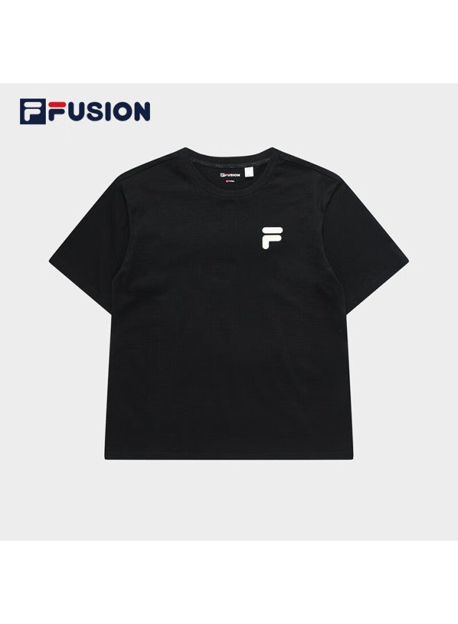 Fila Fusion Official Trendy Brand Uni Knitted Short-sleeve T-shirt, 2025 Summer Couple Fashion Sports Short Tee - Image 4