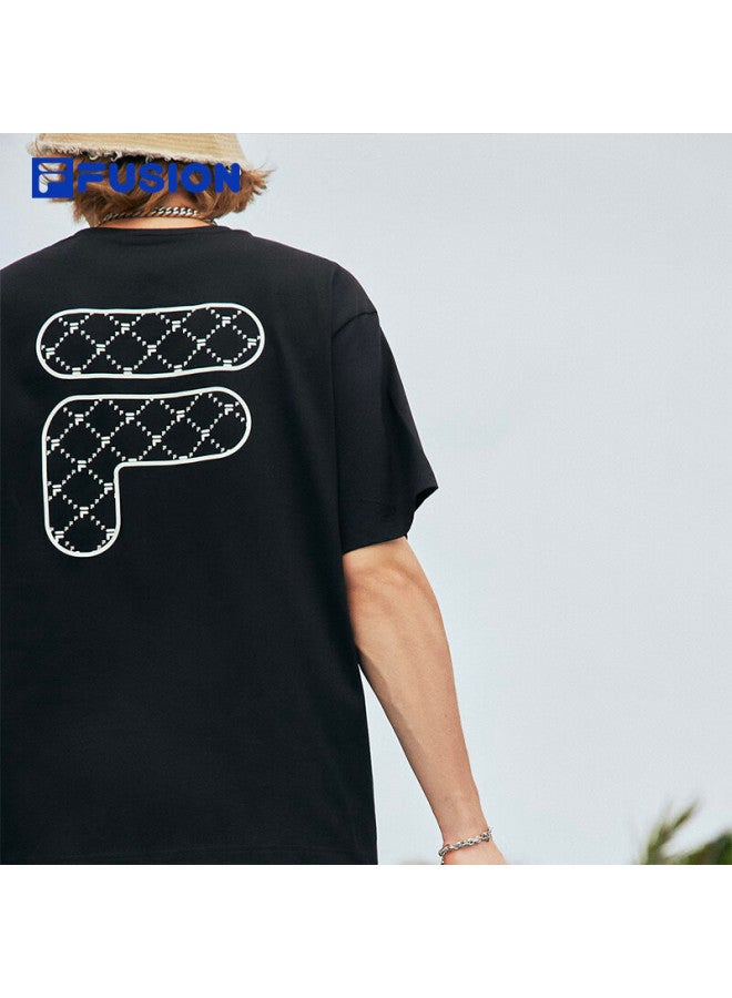 Fila Fusion Official Trendy Brand Uni Knitted Short-sleeve T-shirt, 2025 Summer Couple Fashion Sports Short Tee - Image 3