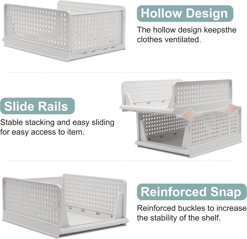 VERAT رفوف تخزين قابلة للطي وقابلة للتكديس من فيرات 5 قطع بيضاء - Image 5