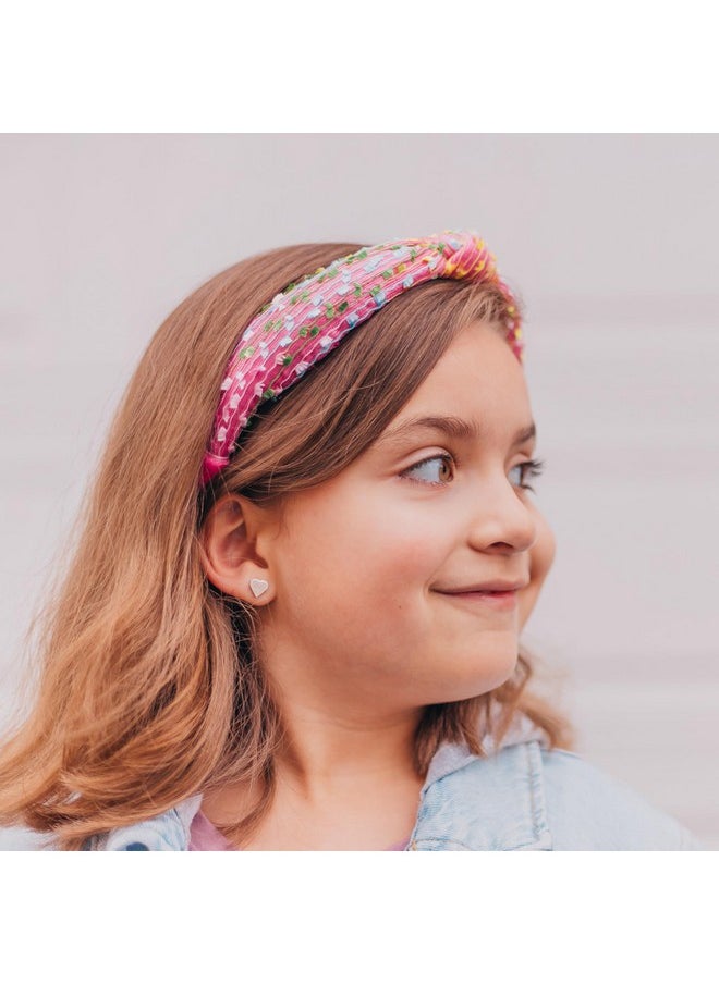 FROG SAC - Confetti Knotted Headband For Girls, Knot Hair Bands For Kids, Cute Fashion Fabric Head Band (Pink) - Image 1