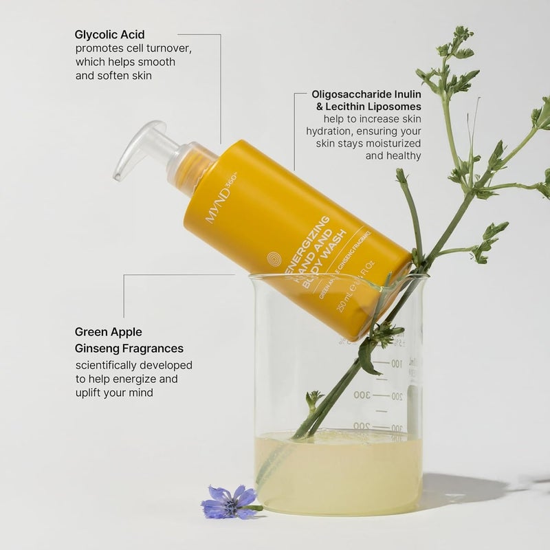 Nu Skin MYND360 Energizing Hand Body Wash 250mL With Green Apple Ginseng Fragrance Boosts Skin Health and Personal Care Removes Oil Dirt While Keeping Skin Fresh Hydrated - Image 2