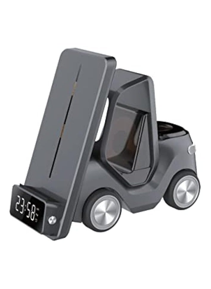 erorex 5 in 1 Wireless Charger Forklift Design, Smart Phone 15W/Smart Watch 2.5W/ Earpod Charger 5W, Night Light, Digital Clock, Type-C Input -  WIRELESS CHARGER  - Image 1