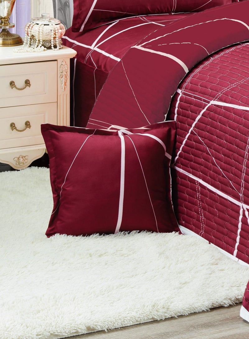 Sleep night Compressed 6 Pieces Comforter Set King Size 220 X 240Cm Reversible Bedding Set for All Seasons Double Side Quilt Stitching Red - Image 4