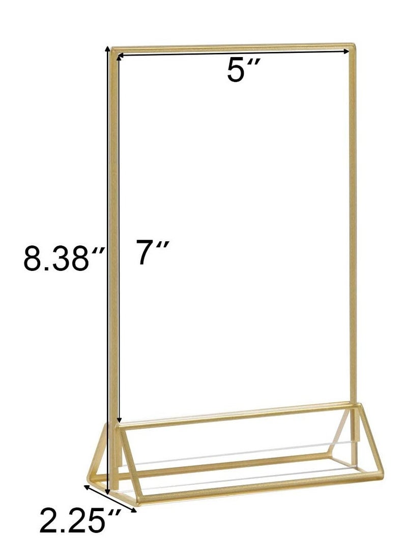 Generic - 6-Pack Clear Acrylic Table Card Holders, Double-Sided Frames with Gold Border and Removable Vertical Stand for Photo Display, Wedding Table Numbers, Restaurant Signs, Menu Holders (5 x 7 inches) - Image 1