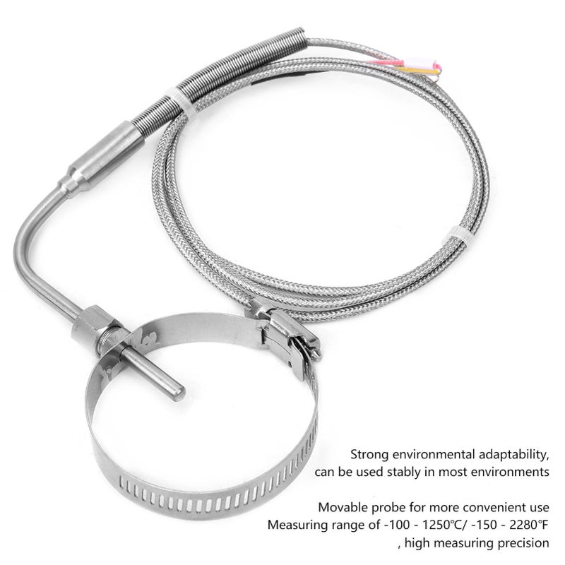 K Type Temperature Sensor Elbow Stainless Steel Temperature Probe with Retractable Circle 1m / 3.3ft Line - Image 3