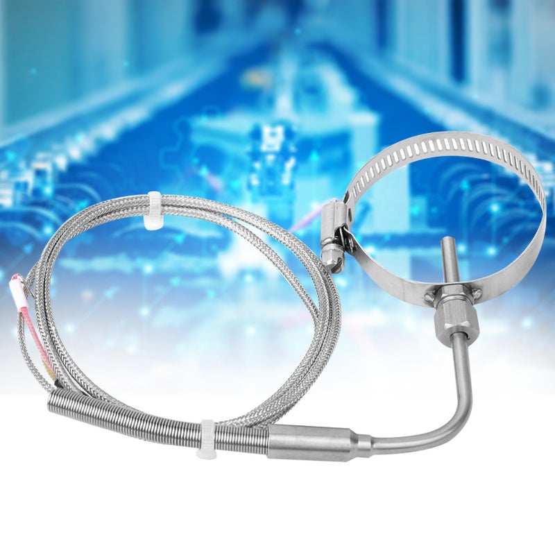 K Type Temperature Sensor Elbow Stainless Steel Temperature Probe with Retractable Circle 1m / 3.3ft Line - Image 5