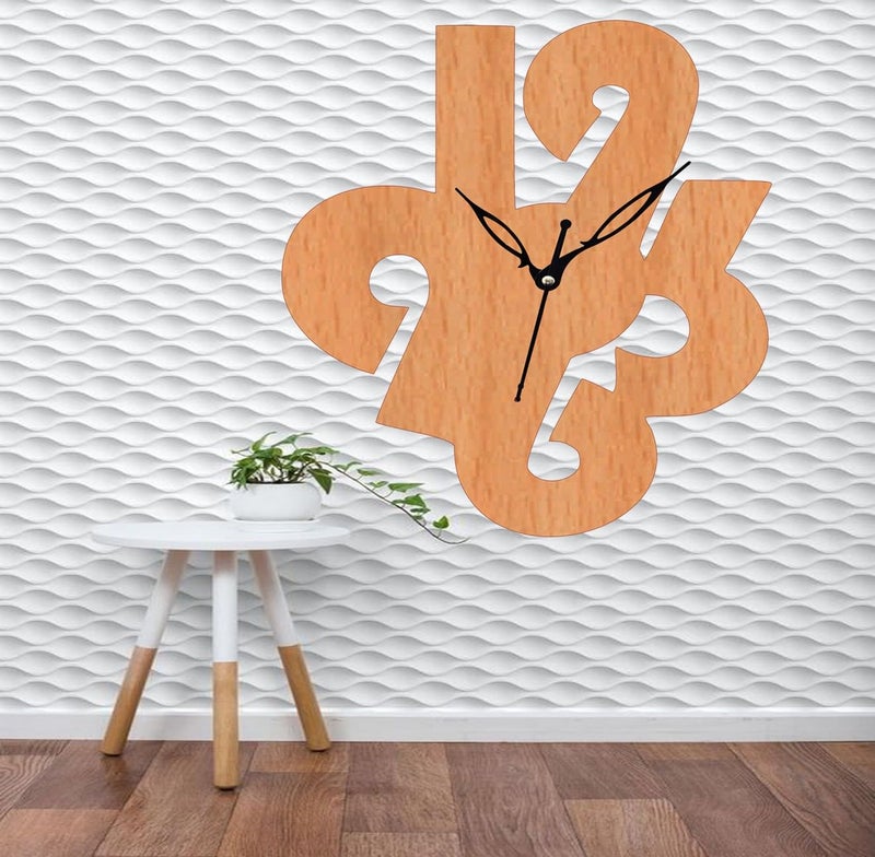 ADK 12 Inch Wooden MDF English Numeral Trendy Analog Wall Clock Without Glass Brown 30Cm X 30Cm 42 - Image 3