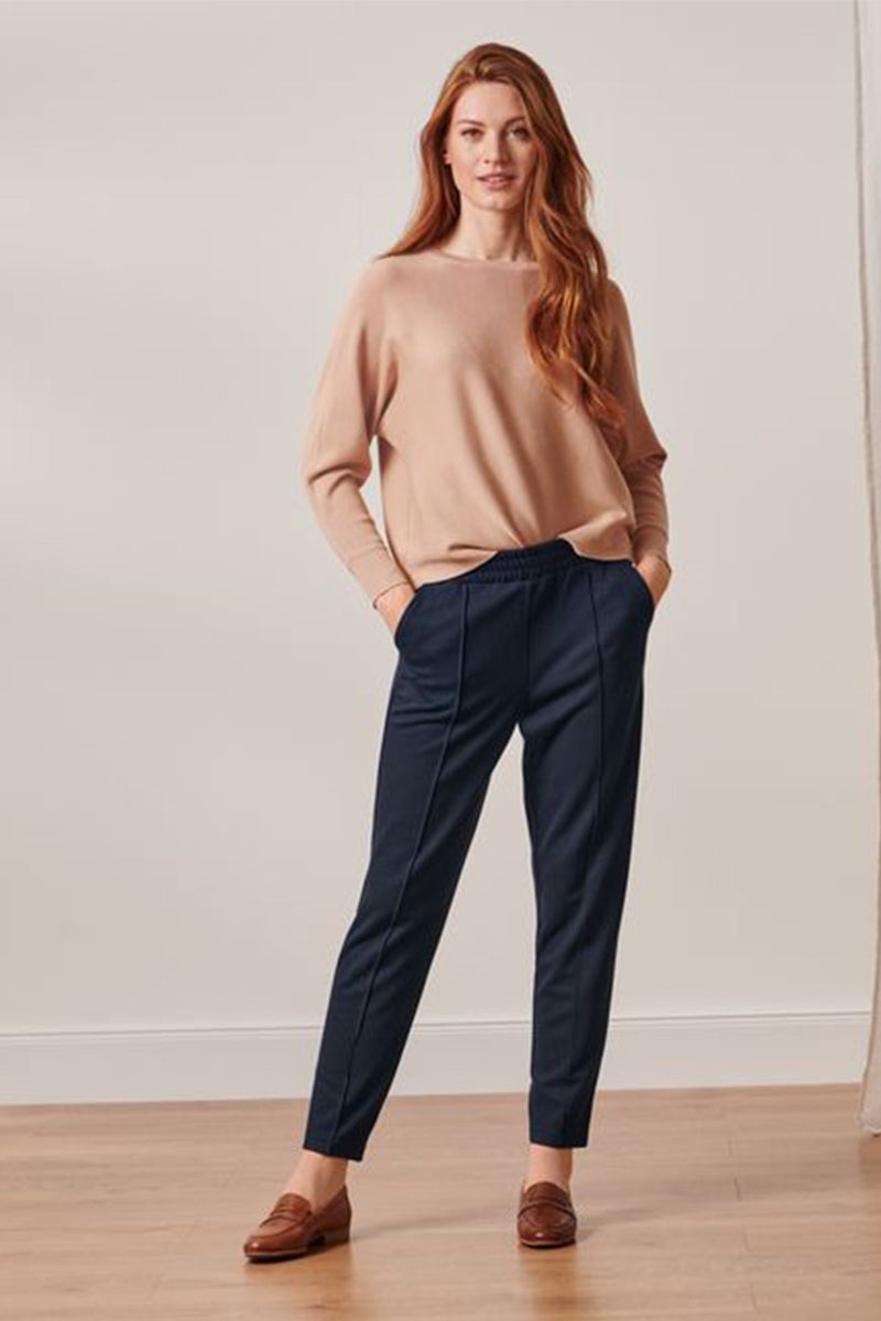 Tchibo Women Regular Fit Plain Stretchable Joggers, Navy Blue - Image 1