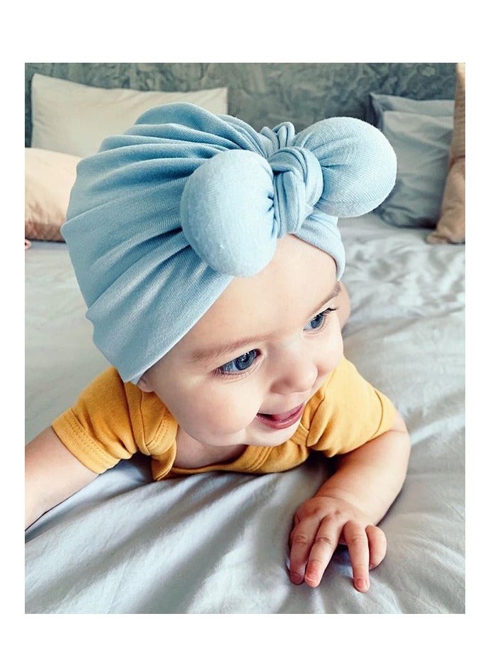 Childrens Bow Headband Hat Light Blue - Image 1