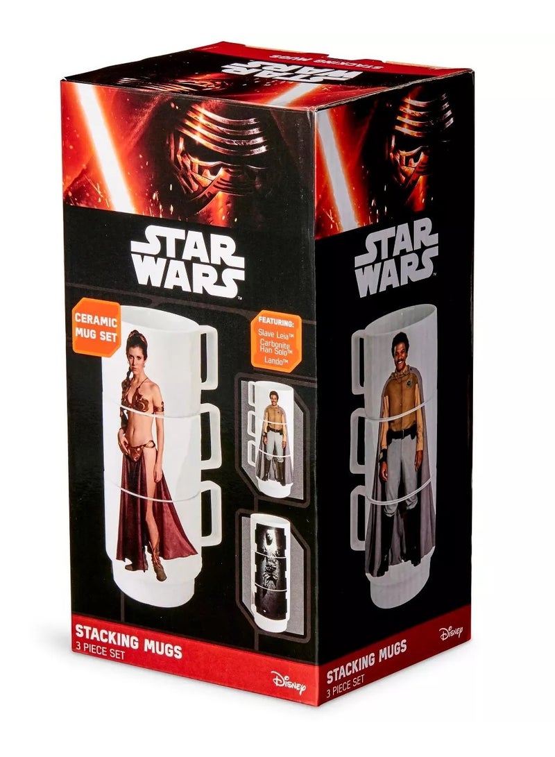 Disney STAR WARS Stacking Mugs - SLAVE LEIA  HAN IN CARBONITE  LANDO Ceramic 3 Set - Image 1