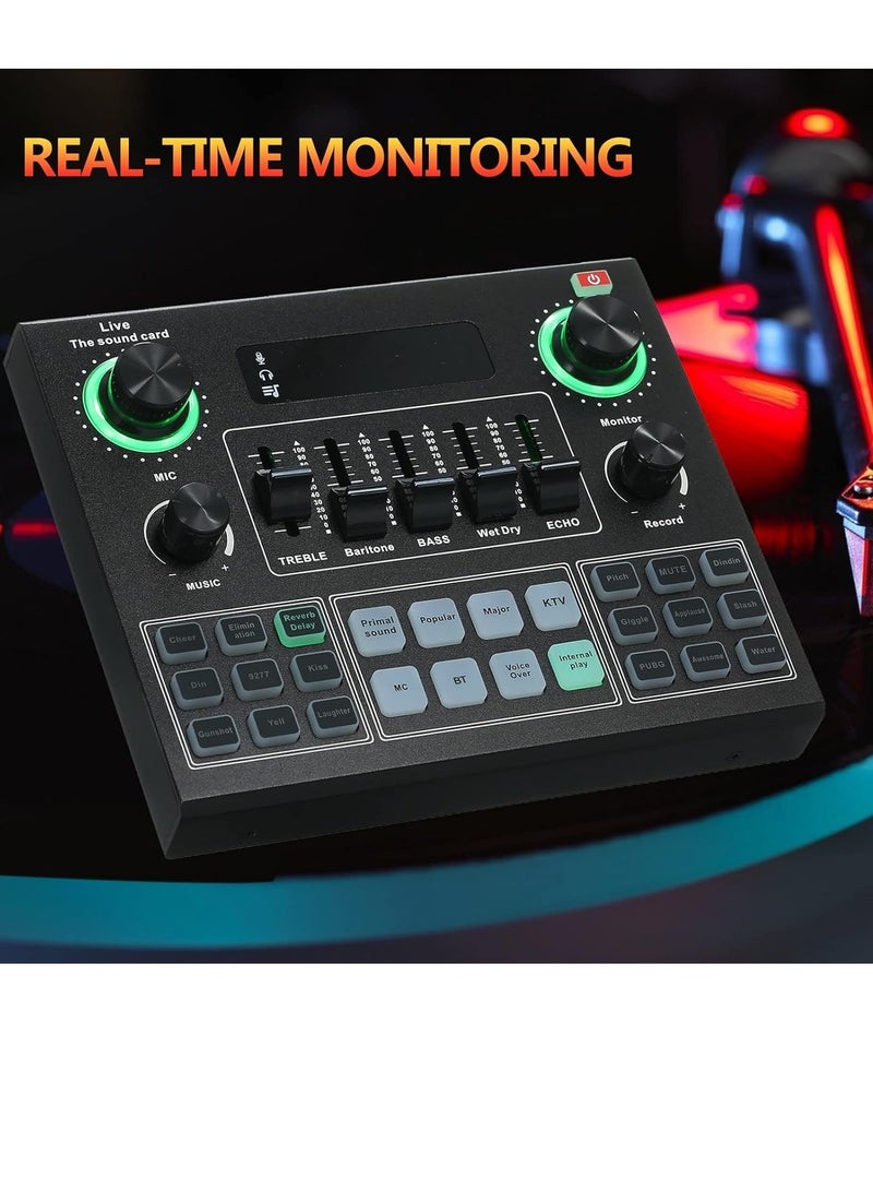 V9 USB Audio Live Sound Card – Black Streaming Mixer for Webcast, Podcast, Recording & Music Production - Image 3