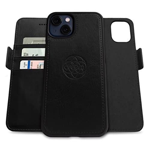 Dreem Fibonacci Wallet Case for iPhone 13 Mini 2in1 Detachable Vegan Leather Cover with Builtin KickStand RFID Blocking Card Holder MagSafe Compatible Black - Image 1