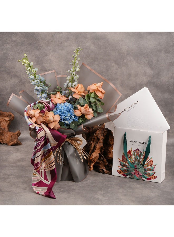 Ferns N Petals The Palm Scarf By Lumena Maison With Bouquet 