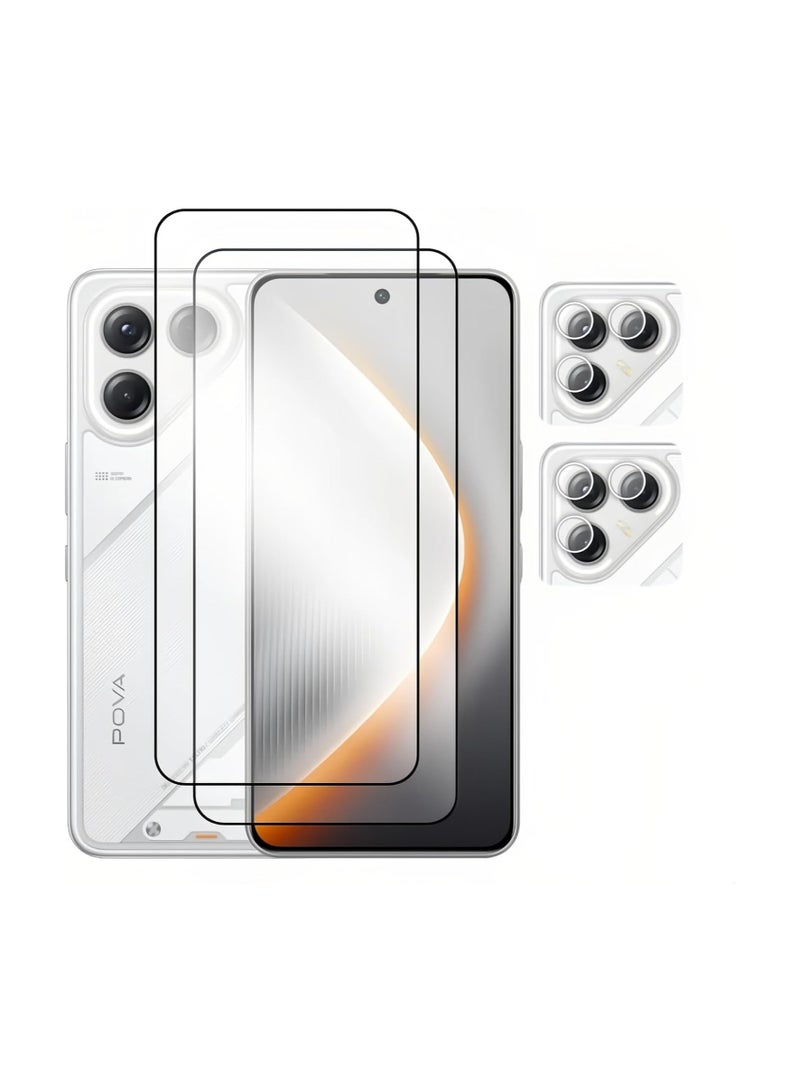 general [2+2 Pack] Compatible with Tecno Pova 7 Ultra 5G Screen Protector and Camera Lens Protector HD Tempered Glass, 9H Hardness, Scratch Resistant, No Bubbles - Image 1
