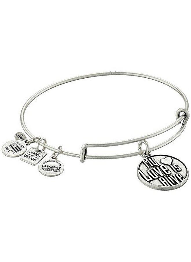 ALEX AND ANI Women'S Charity By Design My Love Is Alive Charm Bangle Rafaelian Silver Finish Bracelet 