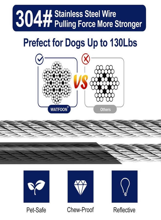 WATFOON Dog Leads for Yard, 25ft Tie Out Runner Steel Wire Cable, Heavy Duty Pet Tether Chains for Dogs Up to 130 Lbs, Outside, Camping, Park(25ft-Black) - Image 2