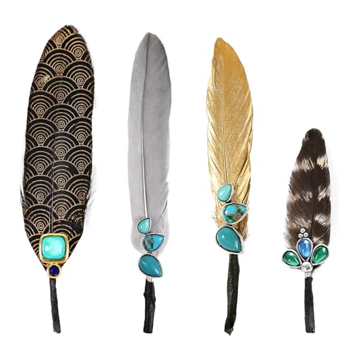 whitefeather Hat Feathers for Cowboy Real Feathers with 3D Decoration for Women Men DIY Fedora and Western Hats, Christmas Party, Oktoberfest, Trilby Hats (4PCS) - Image 1